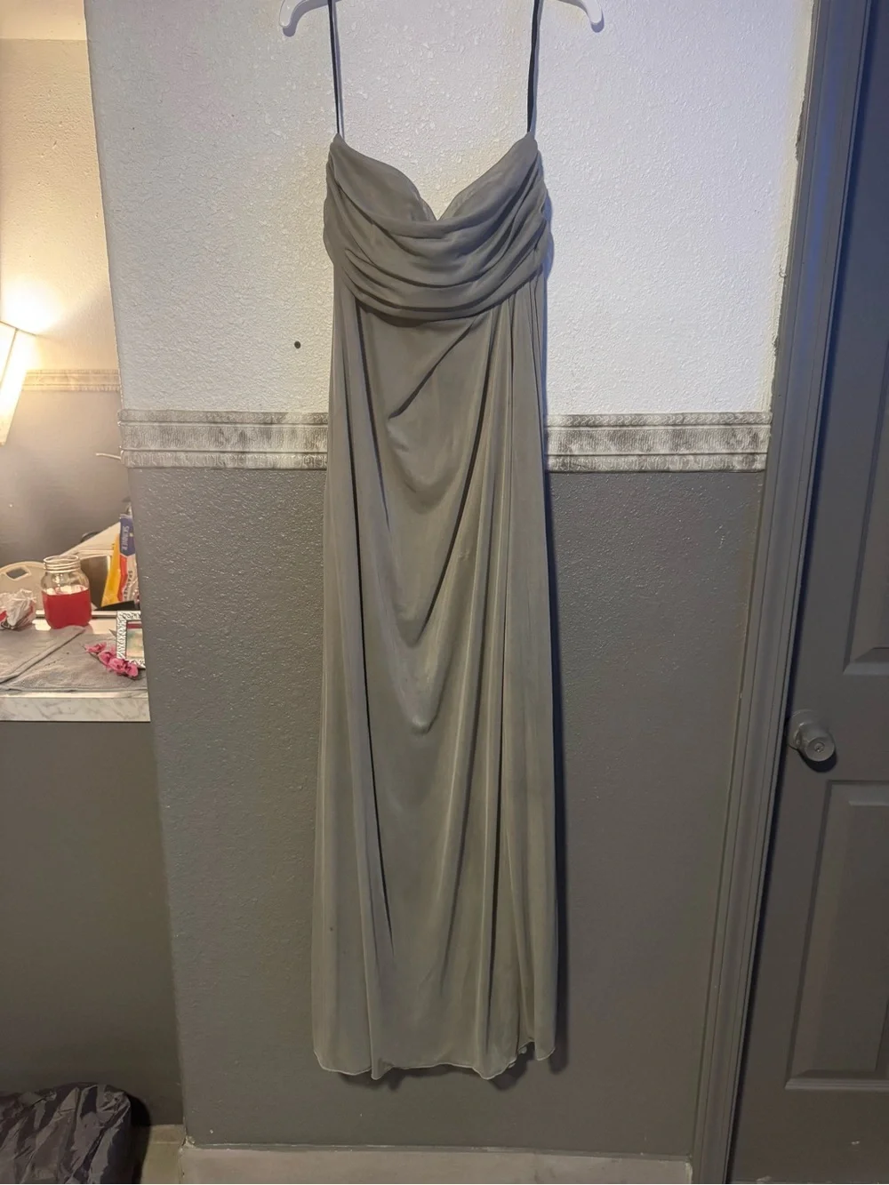 Strapless Gray Maxi Skirt with Flowing Silhouette
